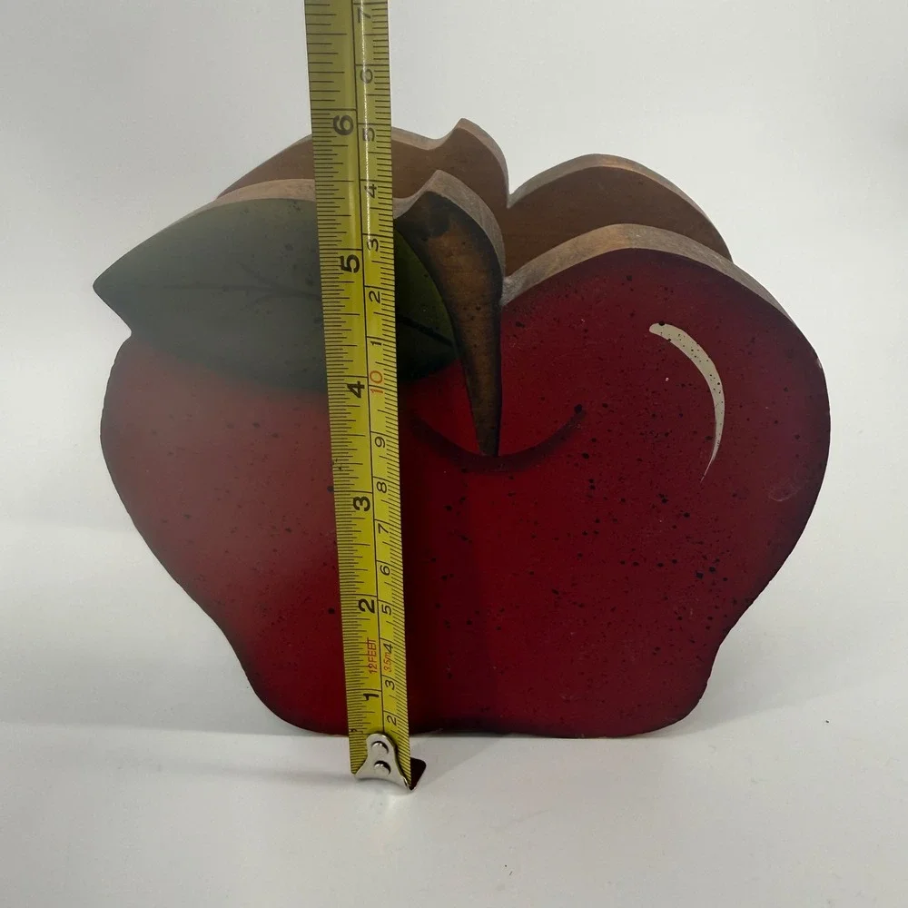 Vintage Red Wooden Handpainted Apple‎ Farmhouse Napkin Holder Cottagecore